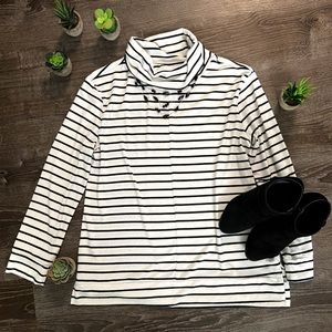 Black & White Striped Long Sleeve Blouse
